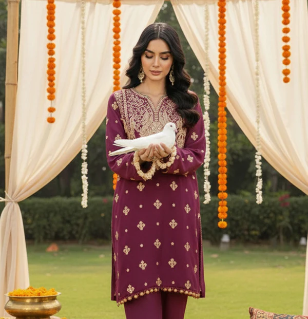 2PC Wedding Unstitched (Raw Silk) - Image 5