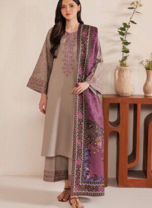 Muted Mink Co-ord Set with Contrast Plum Accents