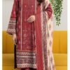 ​Maroon Floral Printed 3-Piece Unstitched Lawn Suit