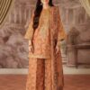 Amber Glow: Heavily Embroidered Rust Kurta with Flared Palazzo