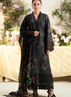 Ebony Grace: Luxury Festive Collection – Black 3-Piece Unstitched Ensemble