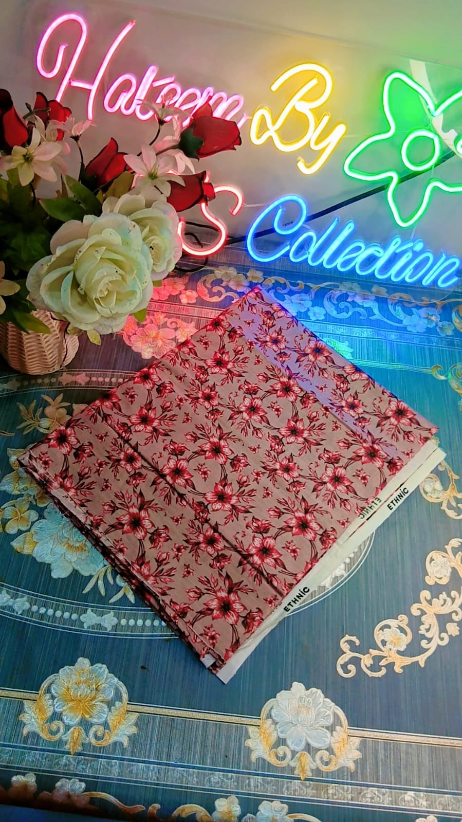 Ethnic Premium All-Over Delicate Floral Print Unstitched Summer 2-Piece Suit